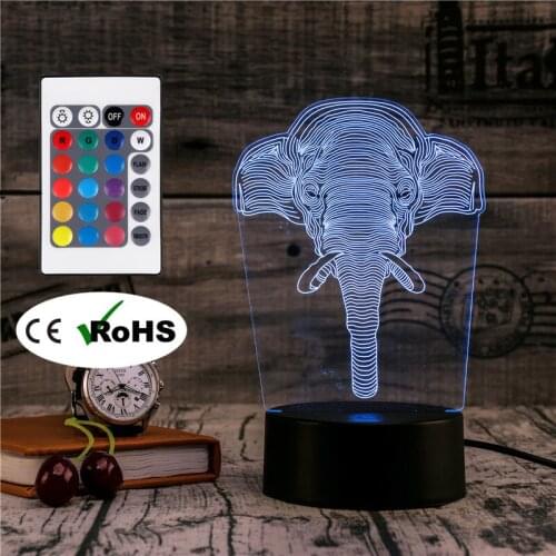 3D Led Novety Lighting Creative Gift Night Light Table Lamp Elephant Light Led Home Corridor Hotel Party Atmosphere Lights