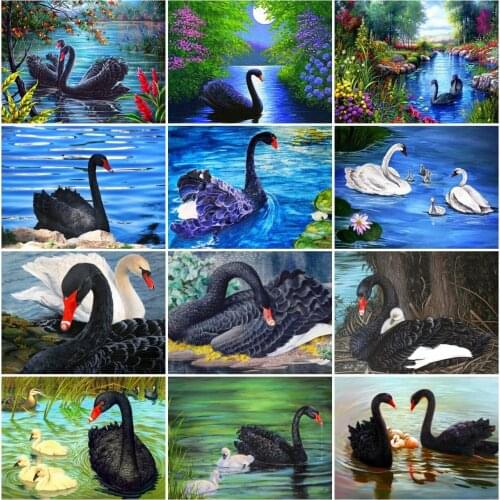 AZQSD Diamond Painting Swan Cross Stitch Kits Rhinestones Full Square Sale Diamond Embroidery Animal Mosaic Home Decoration