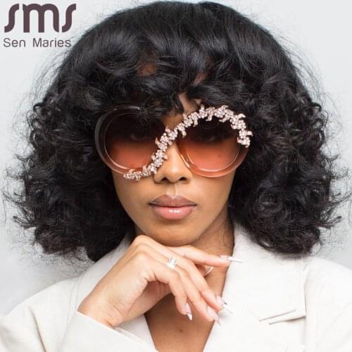 Diamond Round Sunglasses Women 2021 Female Luxury Sunglasses Women Brand Designer Eyewear Men Big Vintage Shades Glasses UV400