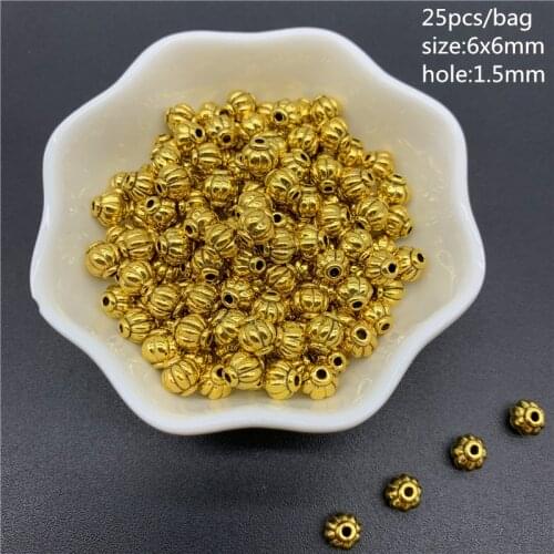 25pcs/Lot 6x6mm Lantern Shape Gold Connector Alloy Beads Cap Ancient Golden Charms Beads For Jewelry Making