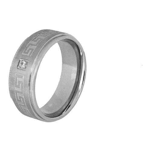 8.0mm Stainless Steel Rings For Men Spinner Ring Jewels Brushed Center Wedding Engagemen Matt Jewelryd Steel Color With White CZ