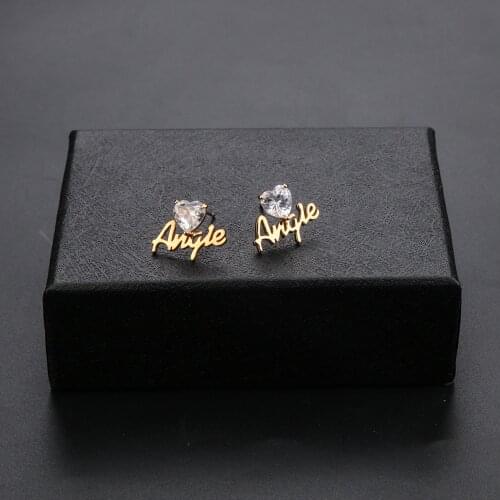 Lateefah Personality Earring Name Letter Stud Earrings For Women Fashion Custom Name Piercing Earrings Nameplate Jewelry