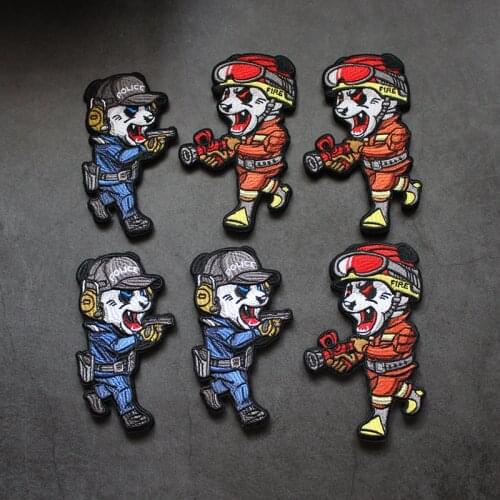 PANDA FIRE Hero Tactical Velcro Full Embroidery Crafts Patch World Race Tribute Armband Badge Military Accessory For Clothes