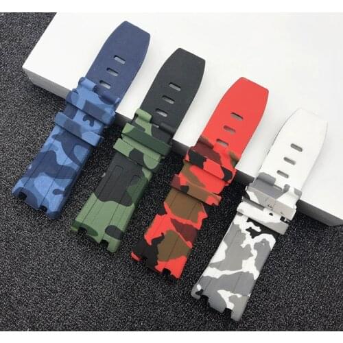 New Men 28mm Camo Silicone Rubber bracelet watch band camoflag watchband for AP strap Bracelet For Audemars And Piguet logo on