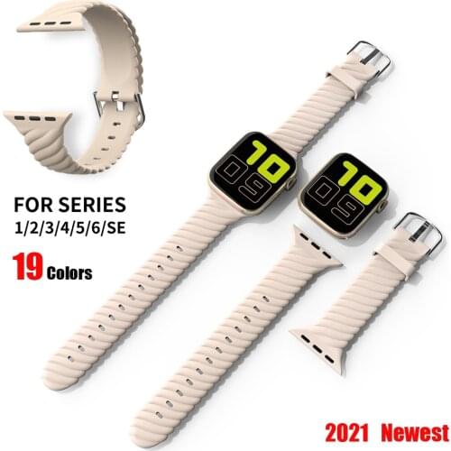 New Silicone Strap For Apple Watch Strap 44mm 40mm 40mm 38mm wristbelt for iwatch 6 SE 5 4 3 2 replacement bracelets accessories