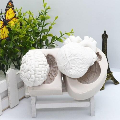 DIY Halloween Heart Brain Epoxy Resin Silicone Mold Pastry Fondant Cake Dessert Chocolate Decoration Kitchenware Baking Tool
