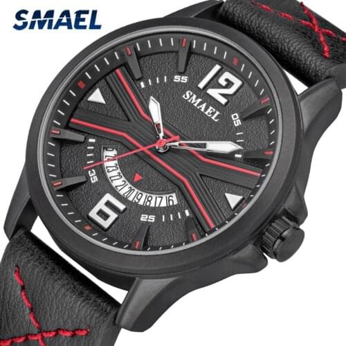 SMAEL Wrist Watch Men Sport Waterproof Quartz Watch Top Brand Luxury Mens Watches Fashion Casual Leather Date Calendar Clock