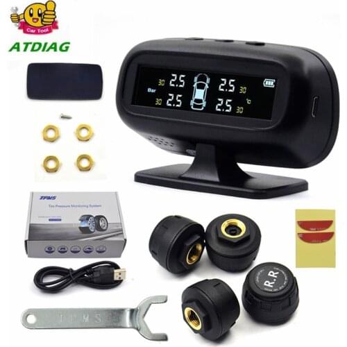 Solar Power TPMS Car Tire Pressure Alarm Monitor System Auto Security Alarm Systems Tyre Pressure Temperature Warning