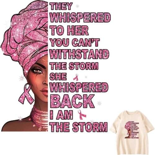 Girl In Pink Turban Iron-On Transfer For Clothing DIY Washable Women T-Shirts Thermo Adhesive Patches Exquisite Clothes Stickers