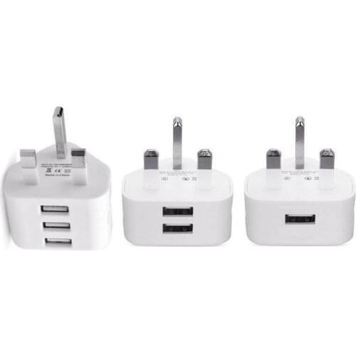 Universal Usb Uk Plug 3 Pin Wall Charger Adapter With Usb Ports Travel Charger Charging For Phone Ipad