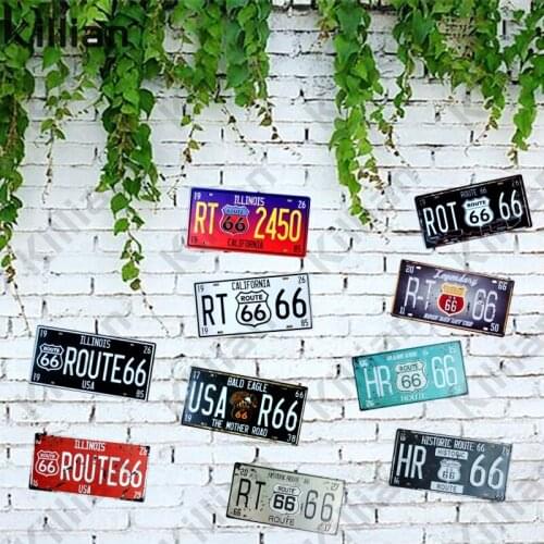 Vintage Metal Plaque License Plate Metal Custom Poster Number Plate 66 Metal Painting Bar Club Home Decoration Metal Plate