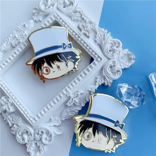 1 Pcs Cartoon Anime Detective Conan Cosplay Badges Figure Kid The Phantom Thief Model Metal Brooch Pins Collection Gifts Toys