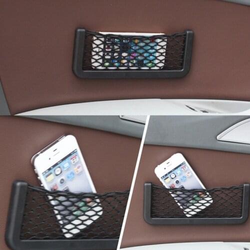1Pcs Universal Car Organizer Storage Bag Auto Paste Net Pocket Phone Holder Car Accessories 20*8CM 8*15CM