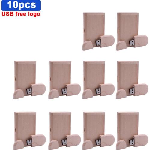 10pcs/lot usb flash pen drive usb2.0 wooden usb box 8gb 16gb 32gb 64gb free custom logo data storage photography wedding gift