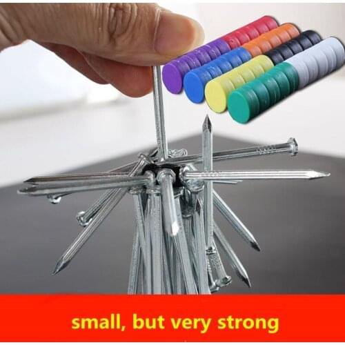 100PCS D12.7mmx6.2mm pull force 2KG colorful strong neodymium NdFeB magnet plastic wrapped