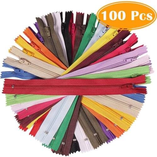 100 Pieces Nylon Coil Zippers 8/12 Inches 20 Colorful Colors Sewing Zippers Supplies for DIY jeans, skirt Tailor Sewing Crafts