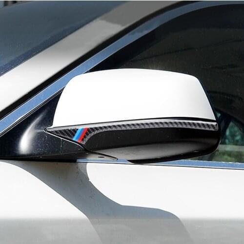 For BMW 5 Series F01 F07 F10 2PCS Exterior Carbon Fiber Rearview Mirror Anti Collision Strip Rear View Anti-rub Bumper Trim