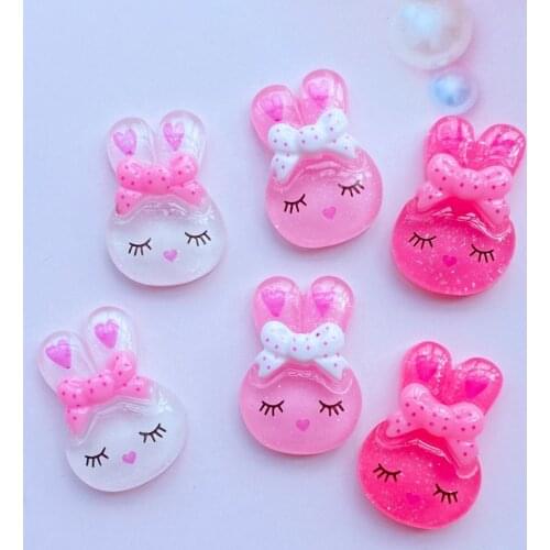 20Pcs Mini Cute Rabbit Flat Back Resin Art Supply Decoration Charm Craft Hair Bow Accessories H82