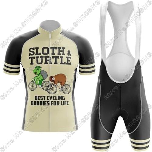 2021 Sloth And Turtle - Mens Cycling Jersey Set Summer Cycling Clothing Road Bike Shirts Suit Bicycle Bib Shorts MTB Wear