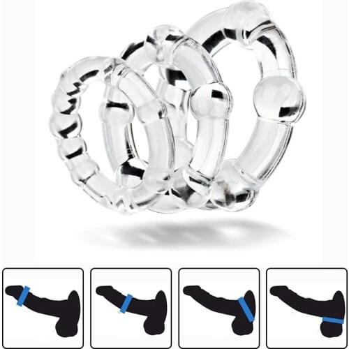 3Pcs Silicone Beaded Penis Rings Delaying Ejaculation Cock Rings Lock Ejaculation Constriction Donuts Sex Rings For Men