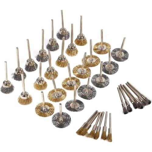 36 Pieces Wire Brushes Metal Polishing Brushes Steel Wire Wheel Cleaning Brushes Mini Rotary Tools Accessory #T2P
