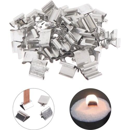 50Pcs/lot Wood Candle Wicks Base Clip Iron Candles Making DIY for Wicks Materials Holder Stand Handmade Kit 16*12*10mm
