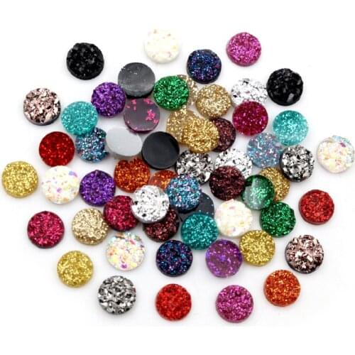 6mm 40pcs/Lot New Fashion Mix AB Colors Natural ore Style Flat back Resin Cabochons For Bracelet Earrings accessories-V2-15