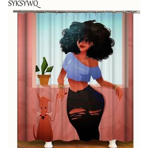 African american shower curtains waterproof polyester bathroom curtain cortina baño