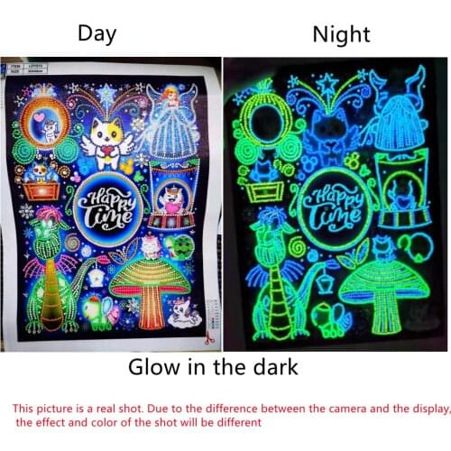Animal happy time glowing in the dark diamond painting special-shaped diamond embroidery, surprise gifts for kits child painting