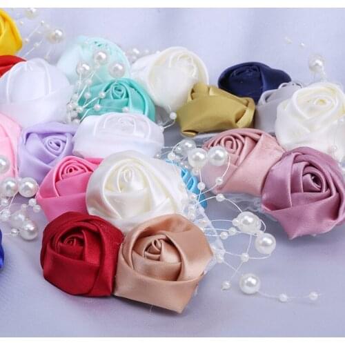 American Bride Bridesmaid Wrist Corsage Ivory Elastic Bracelet Rhinestone Ribbon Rose Handmade Party Wedding Accessories SW049Z