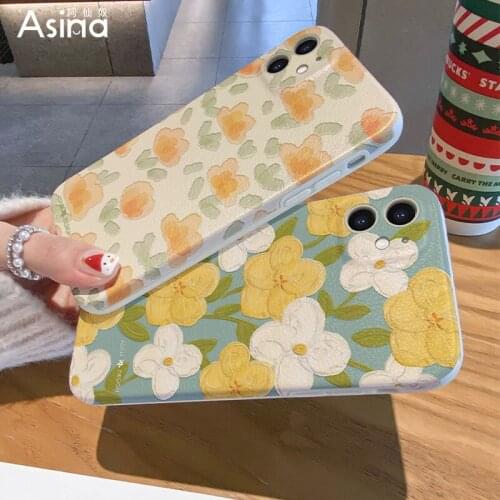 ASINA Imitation Lambskin Case For iPhone 12 11 Pro Max X XS XR 7 8 Plus Cute Flower Cases for iPhone 12mini SE2020 Back Cover