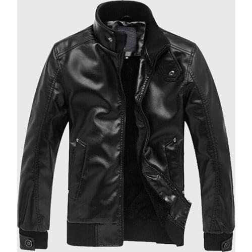 Spring Autumn Stand Collar Zipper Slim Mens Leather Jacket Men 2020 Motorcycle Jacket Black Coffee Leather Jackets