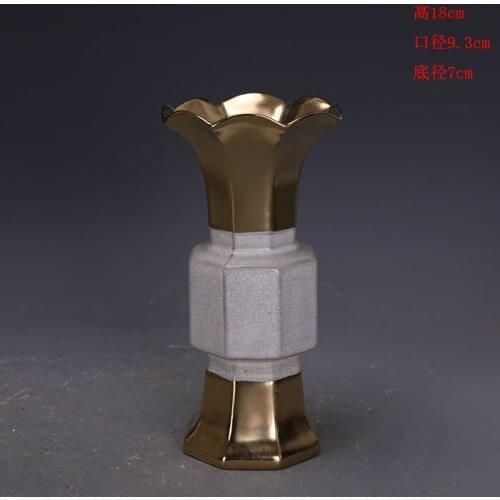 Song Dynasty Ru Kiln Porcelain White Glazed Gilt Gold-traveled Octagonal Flower Goblet Vase