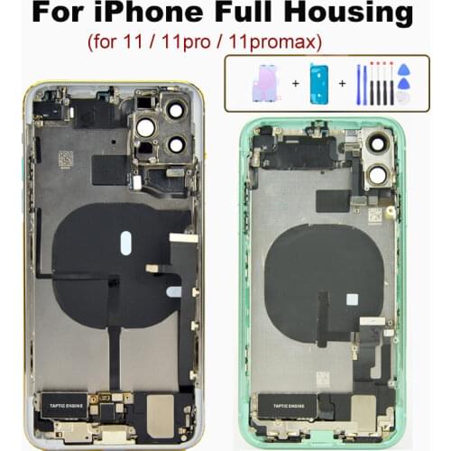 For Iphone 8 P X R S 11 Pro Max Housing with Flex Cable Back Housing Full Assembly Battery Cover Door Rear Middle Frame Chassis