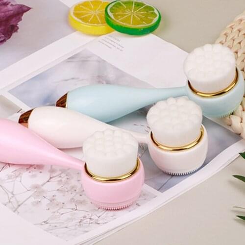 3D Double-sided Wash Brush Soft Hair Silicone Wash Instrument Home Manual Cleansing Brush Wash Artifact Deep Clean Pores