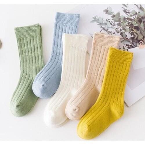 Baby Infants Kids Toddlers Girls Boys Knee High Socks Leg Warmer Autumn Winter Cotton Solid Knitted Socks for Baby Boy Girl 0-3Y