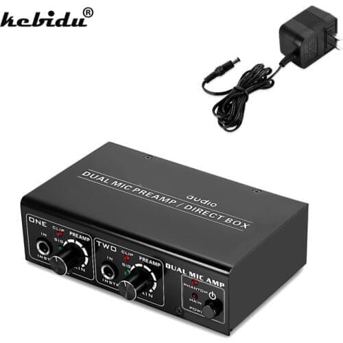 Kebidu 2018 Hot Two-channel Microphone Amplifier Electric Guitar Electric Bass Amplifier 6.35mm High-impedance Input Ports