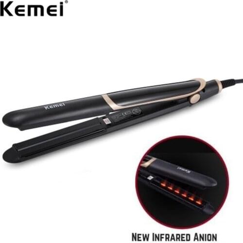 Kemei 2 In 1Digital Far-Infrared Porable Hair Straightener and Curler Ani Irons Flat Styling Tool Pro Straightening Curl Hair