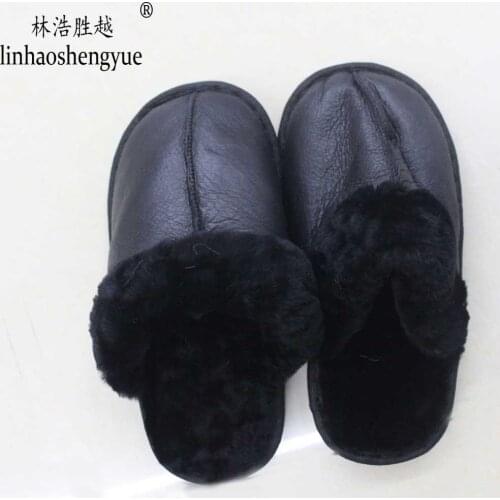 Linhaoshenyue 2020 hot real sheepskin fur Slipper for women home shoes Suitable for winter and autumn