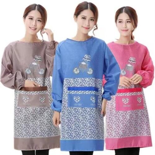 Fashion anti-oil and anti-fouling anti-wear long-sleeved adult gown