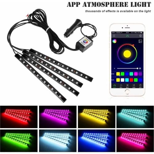 Soft strip mobile control, car atmosphere light, APP induction, multi-mode, colorful soles, atmosphere lamp, 12 lights
