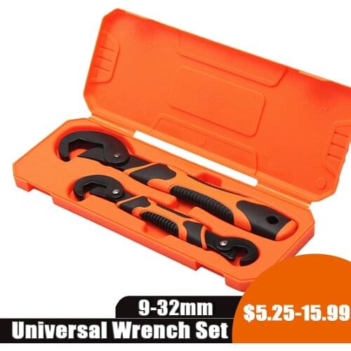 2Pcs Universal Wrench Set 9-32mm Multi-Function Adjustable Portable Wrench Torque Ratchet Oil Filter Spanner Hand Hardware Tools