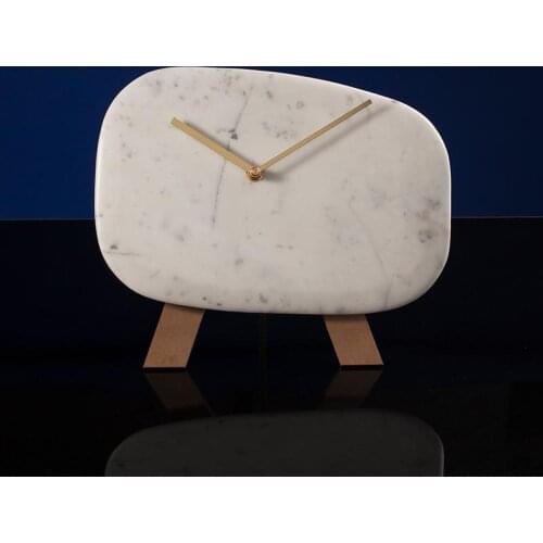 Geniune Marble Clock Handcraft Marble Crafts Tabletop Clock Brief Stone Timer Sample Room Crafts Study Room Decor Gifts