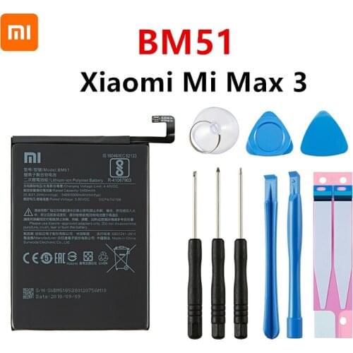 Xiao mi 100% Orginal BM51 5500mAh Battery For Xiaomi Mi Max 3 Max3 MAX3 BM51 High Quality Phone Replacement Batteries +Tools