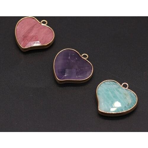 Natural Stone Pendant Heart Shape Mix Color Bag Phnom Penh Exquisite Charms For Jewelry Making DIY Bracelet Necklace Accessories