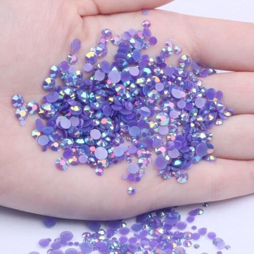 Resin Rhinestones 2mm 3mm 4mm 5mm 6mm Purple AB Round Flatback Non Hotfix Diamonds Appliques For Fabric Wedding Dresses
