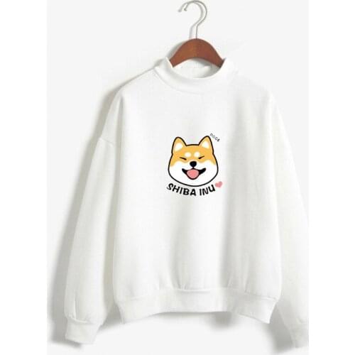 Harajuku Candy Colors Kawaii Shiba Inu Dog Hoodies Sweatshirts Winter Fashion Casual Cartoon Women Pullover Top Loose Sweatwear