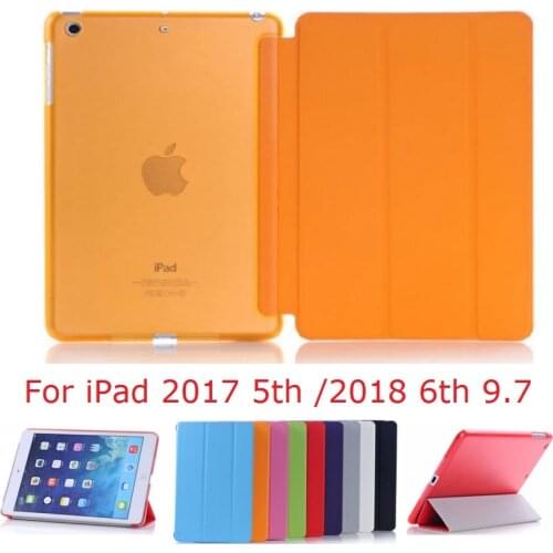Slim Coque for iPad 2018 2017 9.7 iPad 5 6th Case Flip A1822 A1893 Stand Transparent PVC Stand Funda for iPad 2018 9.7'' Cover