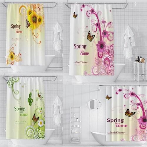 Multi-size Spring Flower Print Shower Curtains Polyester Waterproof Bath Curtains For Bathroom Bathtub Bathing Cover Best Decor