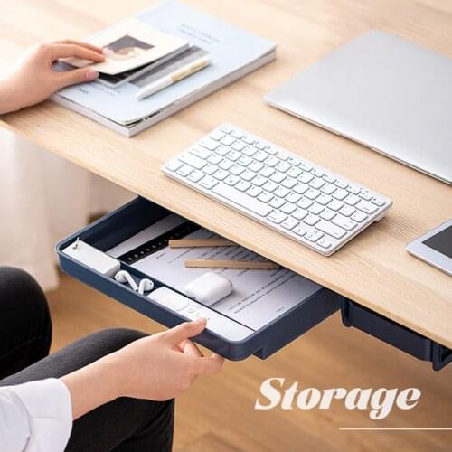 Rotation Hidden Drawer Storage Box Tray For Office School Space Saving Under The Desk Organizer Secret Box Drawers